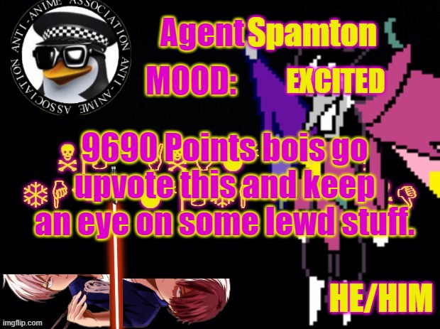 Come On! I can make my pfp a Bat! | EXCITED; 9690 Points bois go upvote this and keep an eye on some lewd stuff. | image tagged in agentspamton's announcement template | made w/ Imgflip meme maker