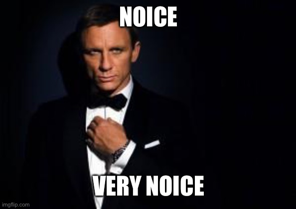 james bond | NOICE VERY NOICE | image tagged in james bond | made w/ Imgflip meme maker