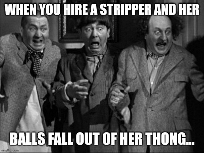 WHEN YOU HIRE A STRIPPER AND HER; BALLS FALL OUT OF HER THONG... | image tagged in the three stooges | made w/ Imgflip meme maker