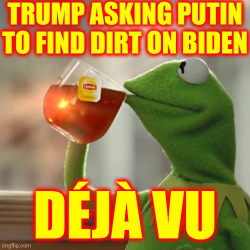 Yes.  The Answer Is Yes.  He Can, And Always Will, Go Lower | TRUMP ASKING PUTIN TO FIND DIRT ON BIDEN; DÉJÀ VU | image tagged in memes,but that's none of my business,kermit the frog,lock him up,make it stop,will you shut up man | made w/ Imgflip meme maker