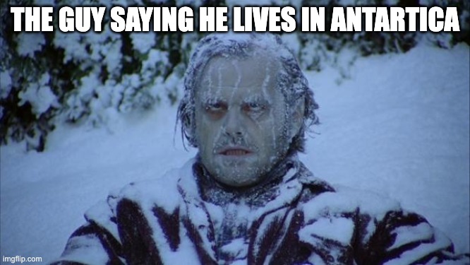 Cold | THE GUY SAYING HE LIVES IN ANTARTICA | image tagged in cold | made w/ Imgflip meme maker