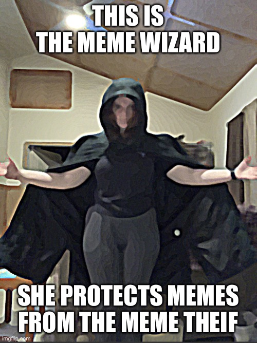 Magiccc | THIS IS THE MEME WIZARD; SHE PROTECTS MEMES FROM THE MEME THEIF | image tagged in the meme wizard | made w/ Imgflip meme maker