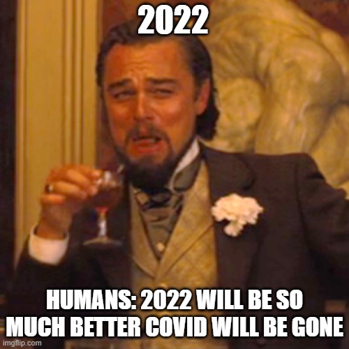 Don't get your hopes up guys | 2022; HUMANS: 2022 WILL BE SO MUCH BETTER COVID WILL BE GONE | image tagged in memes,laughing leo | made w/ Imgflip meme maker