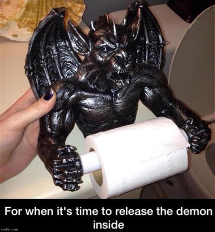 image tagged in release the kraken,demon,bathroom humor | made w/ Imgflip meme maker