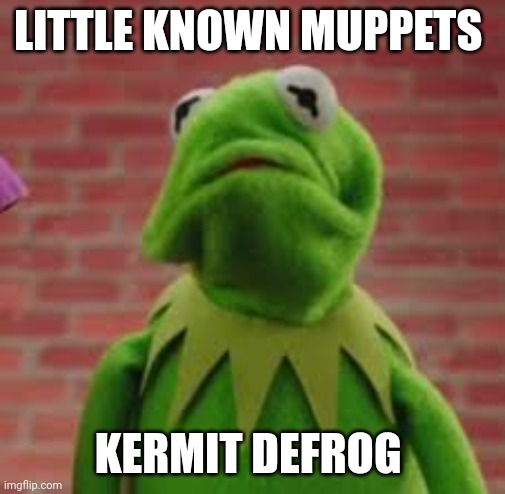Lkm-Kermit defrog | LITTLE KNOWN MUPPETS; KERMIT DEFROG | image tagged in muppets | made w/ Imgflip meme maker