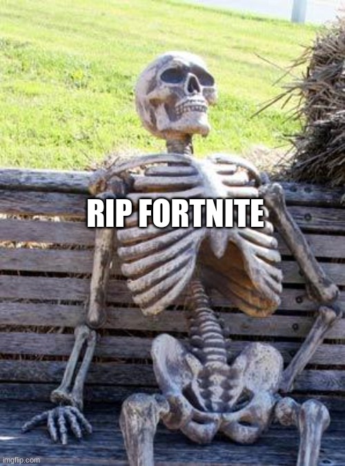 Waiting Skeleton Meme | RIP FORTNITE | image tagged in memes,waiting skeleton,fortnite,fortnite meme,fortnite memes | made w/ Imgflip meme maker