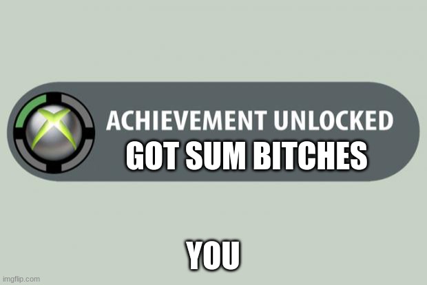 achievement unlocked | GOT SUM BITCHES; YOU | image tagged in achievement unlocked | made w/ Imgflip meme maker