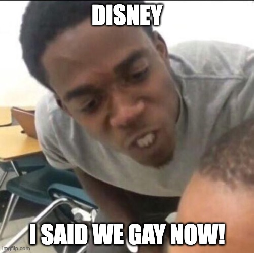 Disney We Gay Now | DISNEY; I SAID WE GAY NOW! | image tagged in i said we sad today | made w/ Imgflip meme maker