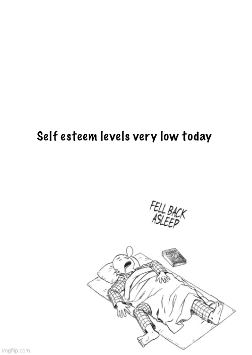 Saitama announcement temp | Self esteem levels very low today | image tagged in saitama announcement temp | made w/ Imgflip meme maker