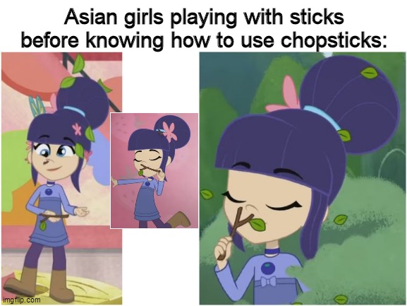 Ah yes, chopsticks is an Asian thing | Asian girls playing with sticks before knowing how to use chopsticks: | image tagged in strawberry shortcake,strawberry shortcake berry in the big city,memes,asians,asian | made w/ Imgflip meme maker