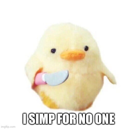 Duck with knife | I SIMP FOR NO ONE | image tagged in duck with knife | made w/ Imgflip meme maker