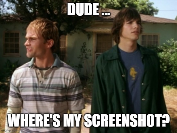 Helpdesk Techs | DUDE ... WHERE'S MY SCREENSHOT? | image tagged in helpdesk | made w/ Imgflip meme maker