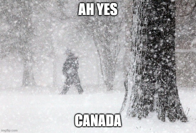 Snowstorm | AH YES CANADA | image tagged in snowstorm | made w/ Imgflip meme maker