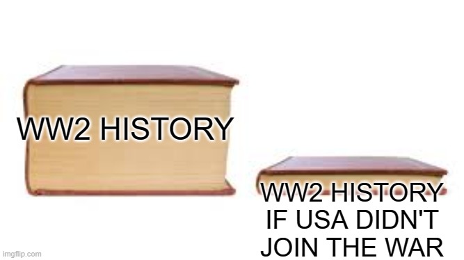 Big book small book | WW2 HISTORY; WW2 HISTORY IF USA DIDN'T JOIN THE WAR | image tagged in big book small book | made w/ Imgflip meme maker