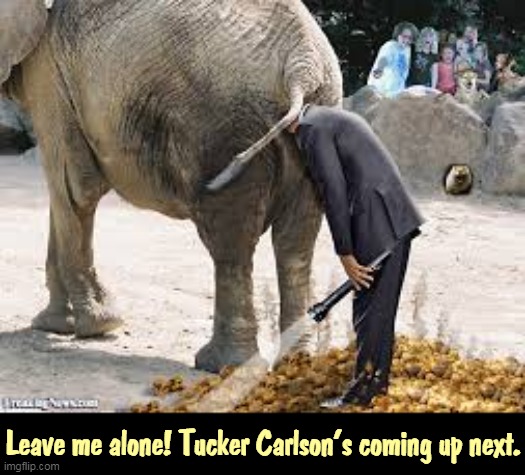 GOP Republican watching Tucker Carlson | Leave me alone! Tucker Carlson's coming up next. | image tagged in gop republican watching tucker carlson,gop,republican,maga,tucker carlson,moron | made w/ Imgflip meme maker