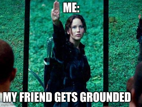 Hunger Games 2 | ME:; MY FRIEND GETS GROUNDED | image tagged in hunger games 2 | made w/ Imgflip meme maker