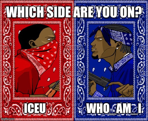 which side are you on? | ICEU WHO_AM_I | image tagged in which side are you on | made w/ Imgflip meme maker