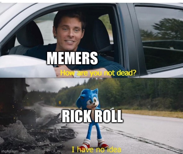 sonic how are you not dead | MEMERS; RICK ROLL | image tagged in sonic how are you not dead | made w/ Imgflip meme maker