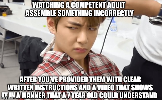 What are you doing | WATCHING A COMPETENT ADULT 
ASSEMBLE SOMETHING INCORRECTLY; AFTER YOU’VE PROVIDED THEM WITH CLEAR WRITTEN INSTRUCTIONS AND A VIDEO THAT SHOWS IT IN A MANNER THAT A 7 YEAR OLD COULD UNDERSTAND | image tagged in what are you doing | made w/ Imgflip meme maker
