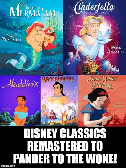 Disney Woke Classics!! | DISNEY CLASSICS REMASTERED TO PANDER TO THE WOKE! | image tagged in woke | made w/ Imgflip meme maker