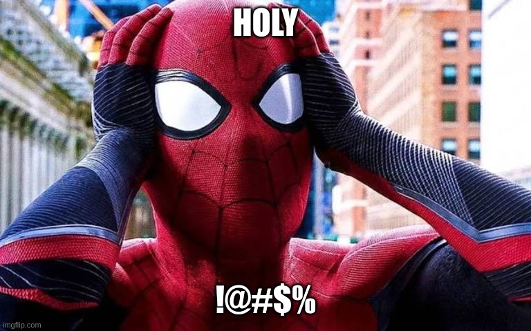 Spiderman no way home | HOLY !@#$% | image tagged in spiderman no way home | made w/ Imgflip meme maker