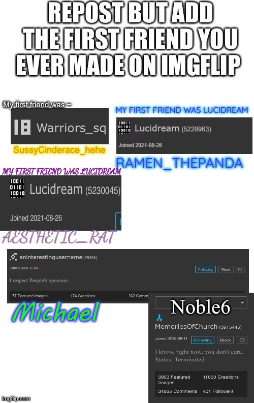 Either him, or Laceyrobbins, or darmug, or yetisburg(yall new kids won’t even know who they are) | Noble6 | made w/ Imgflip meme maker