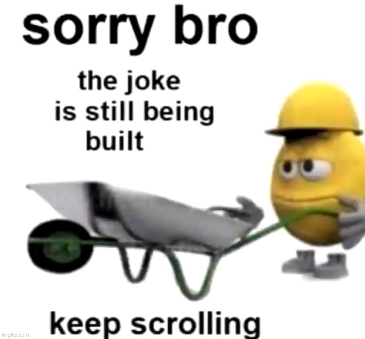 Sorry bro, keep scrolling. | image tagged in the joke is still being built | made w/ Imgflip meme maker