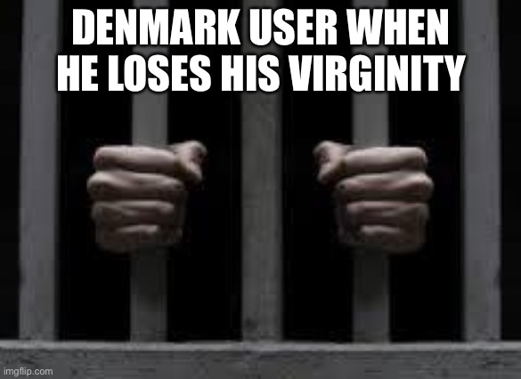 Jail | DENMARK USER WHEN HE LOSES HIS VIRGINITY | image tagged in jail | made w/ Imgflip meme maker