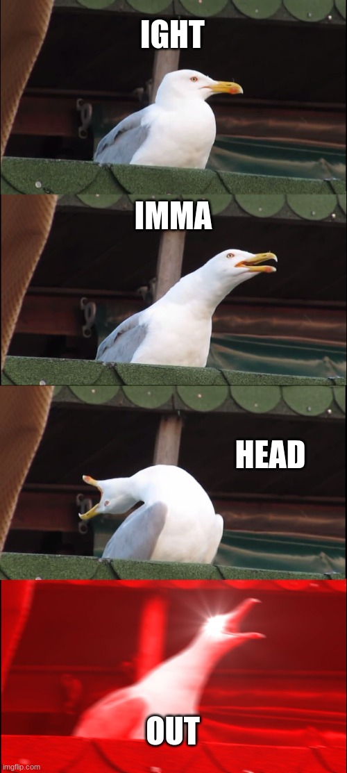 Inhaling Seagull Meme | IGHT IMMA HEAD OUT | image tagged in memes,inhaling seagull | made w/ Imgflip meme maker