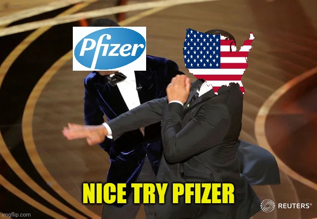 Will Smith punching Chris Rock | NICE TRY PFIZER | image tagged in will smith punching chris rock | made w/ Imgflip meme maker