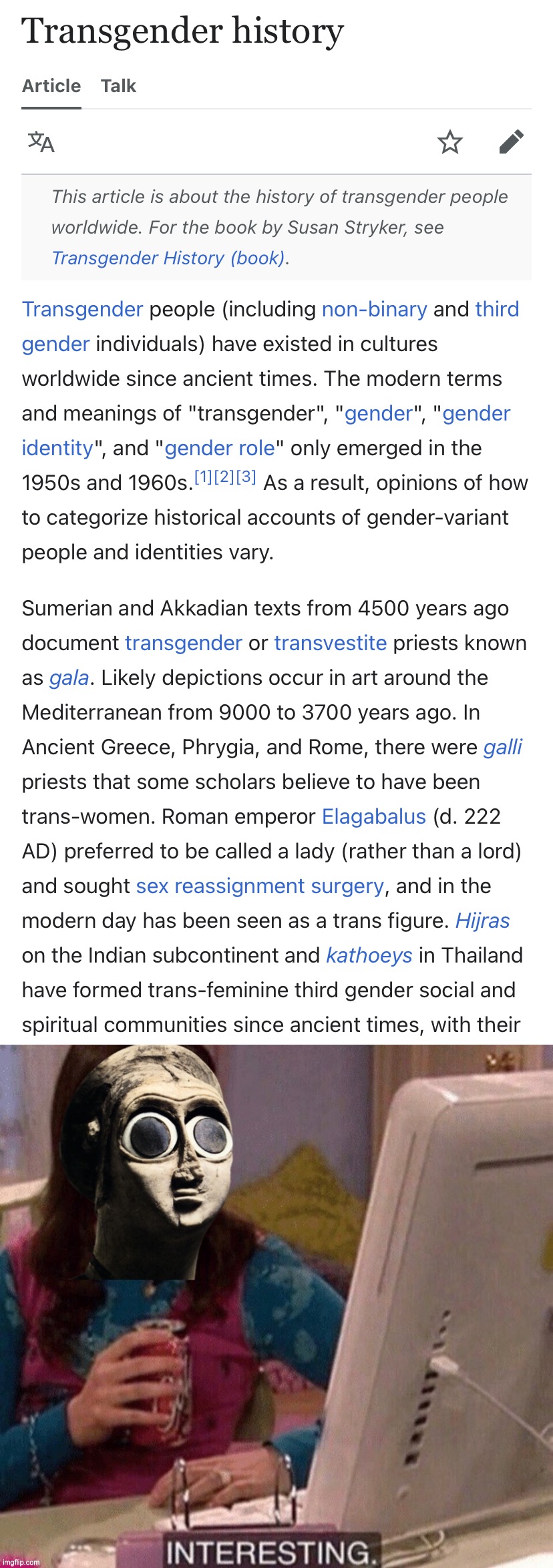 image tagged in transgender history,sumerian interesting | made w/ Imgflip meme maker