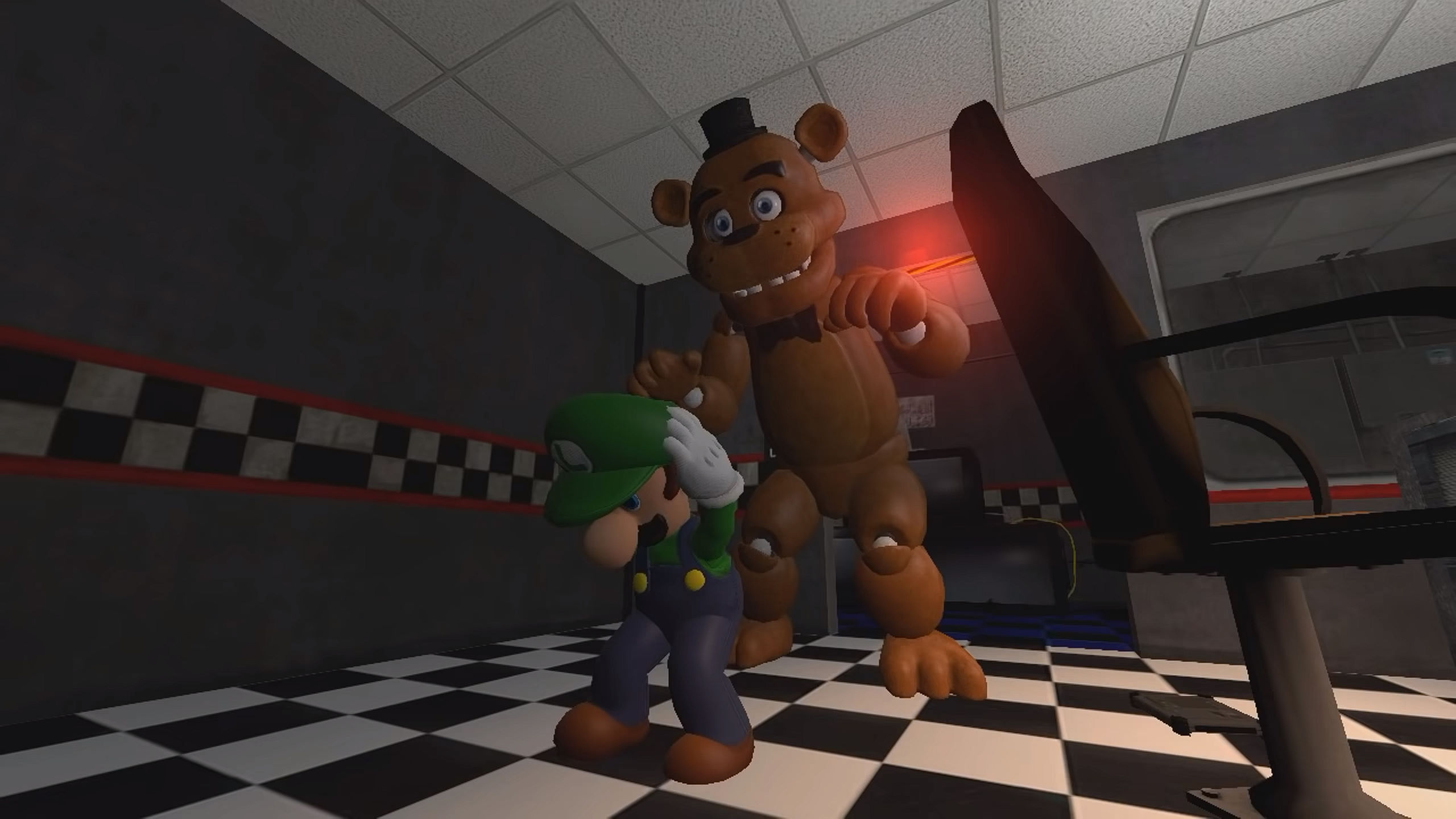 High Quality Freddy Misses Luigi Blank Meme Template