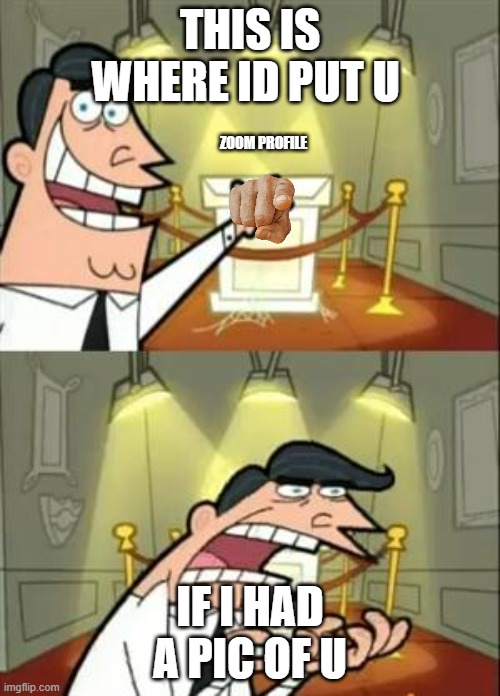 This is where I'd put you ver 2. | THIS IS WHERE ID PUT U; ZOOM PROFILE; IF I HAD A PIC OF U | image tagged in memes,this is where i'd put my trophy if i had one | made w/ Imgflip meme maker
