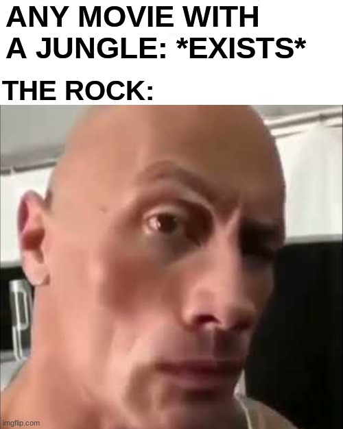 (inspired) | ANY MOVIE WITH A JUNGLE: *EXISTS*; THE ROCK: | image tagged in memes,true,the rock | made w/ Imgflip meme maker