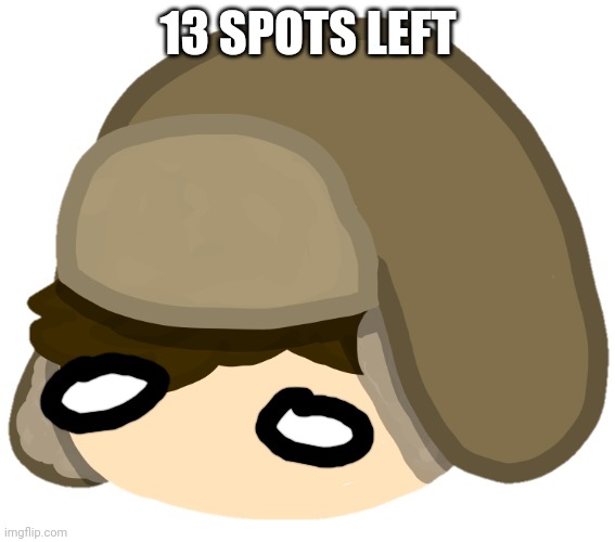 13 SPOTS LEFT | image tagged in y | made w/ Imgflip meme maker