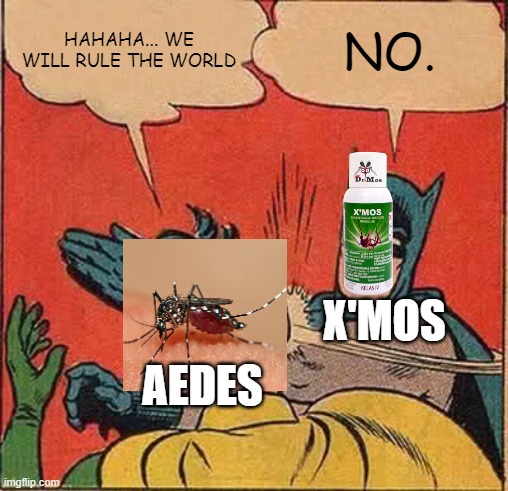 Batman Slapping Robin | HAHAHA... WE WILL RULE THE WORLD; NO. X'MOS; AEDES | image tagged in memes,batman slapping robin | made w/ Imgflip meme maker