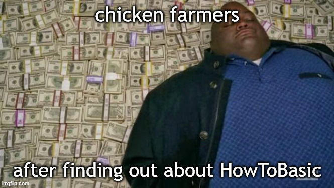 huell money HowToBasic | chicken farmers; after finding out about HowToBasic | image tagged in huell money | made w/ Imgflip meme maker