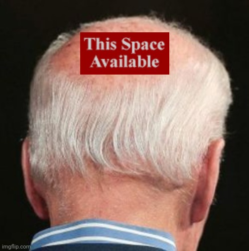 Joe Biden's Bald Spot-Space Available | image tagged in biden,bald | made w/ Imgflip meme maker