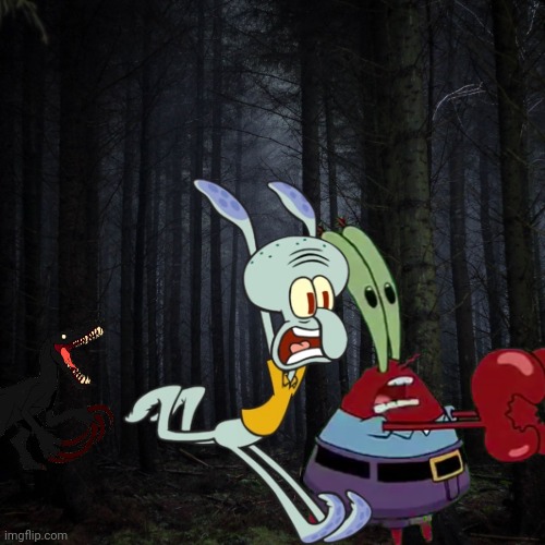 Mr Krabs and Squidward dies by the Night Feeder.mp3 | image tagged in mr krabs,squidward,spongebob,primal | made w/ Imgflip meme maker