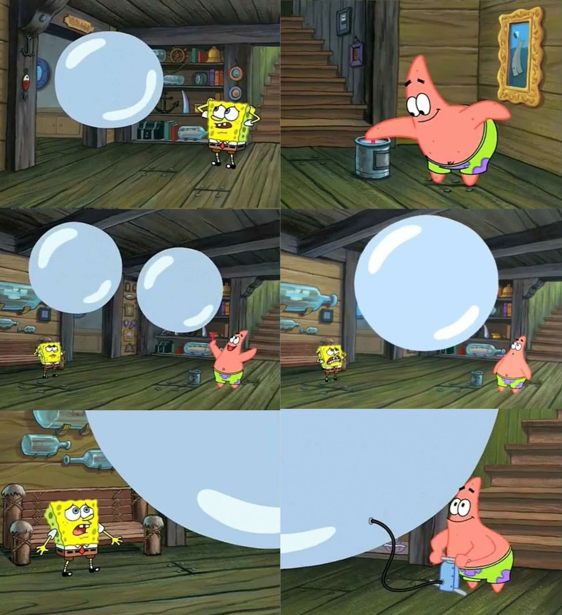 High Quality Two Giant Paint Bubbles Blank Meme Template
