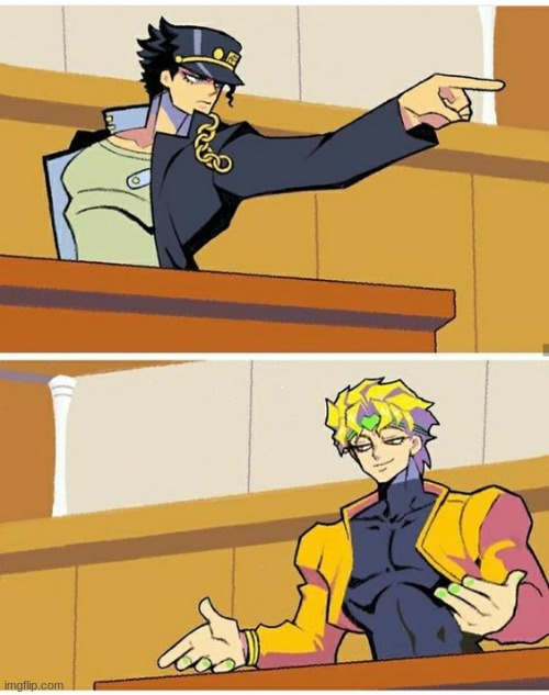 caption this | image tagged in jotaro accuses dio | made w/ Imgflip meme maker