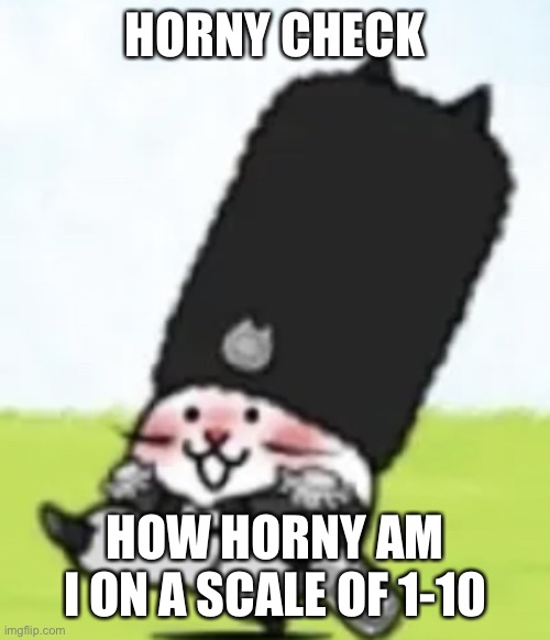 vodka cat | HORNY CHECK; HOW HORNY AM I ON A SCALE OF 1-10 | image tagged in vodka cat | made w/ Imgflip meme maker