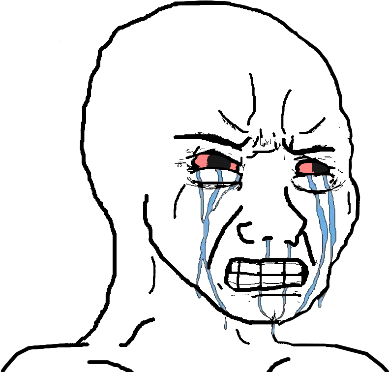 Meme, crying troll face illustration, png