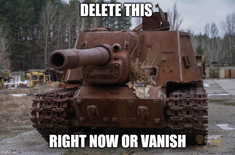 Me to the post above and below | image tagged in delete this chernobyl tank | made w/ Imgflip meme maker