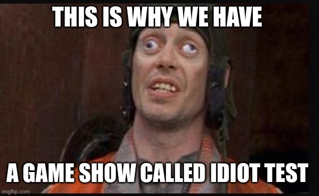 Idiots  | THIS IS WHY WE HAVE; A GAME SHOW CALLED IDIOT TEST | image tagged in idiots | made w/ Imgflip meme maker