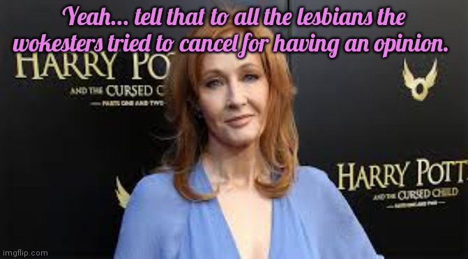 Yeah... tell that to all the lesbians the wokesters tried to cancel for having an opinion. | made w/ Imgflip meme maker