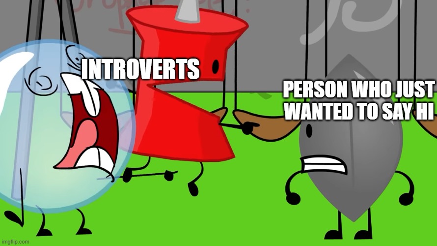 Accurate | INTROVERTS; PERSON WHO JUST WANTED TO SAY HI | image tagged in memes | made w/ Imgflip meme maker