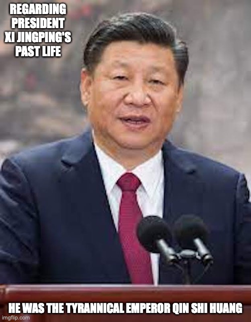 Xi Jingping's Past Life | REGARDING PRESIDENT XI JINGPING'S PAST LIFE; HE WAS THE TYRANNICAL EMPEROR QIN SHI HUANG | image tagged in politics,memes | made w/ Imgflip meme maker