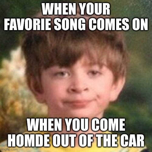 this happens to me all the time | WHEN YOUR FAVORIE SONG COMES ON; WHEN YOU COME HOME OUT OF THE CAR | image tagged in annoyed face,mad | made w/ Imgflip meme maker