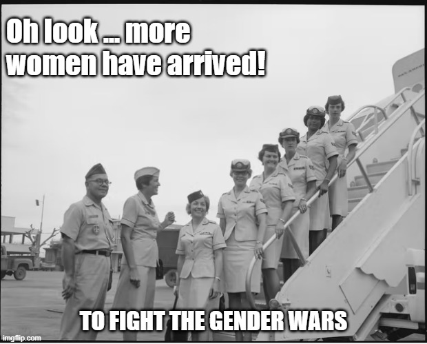 Gender wars | Oh look ... more women have arrived! TO FIGHT THE GENDER WARS | image tagged in difference between men and women | made w/ Imgflip meme maker